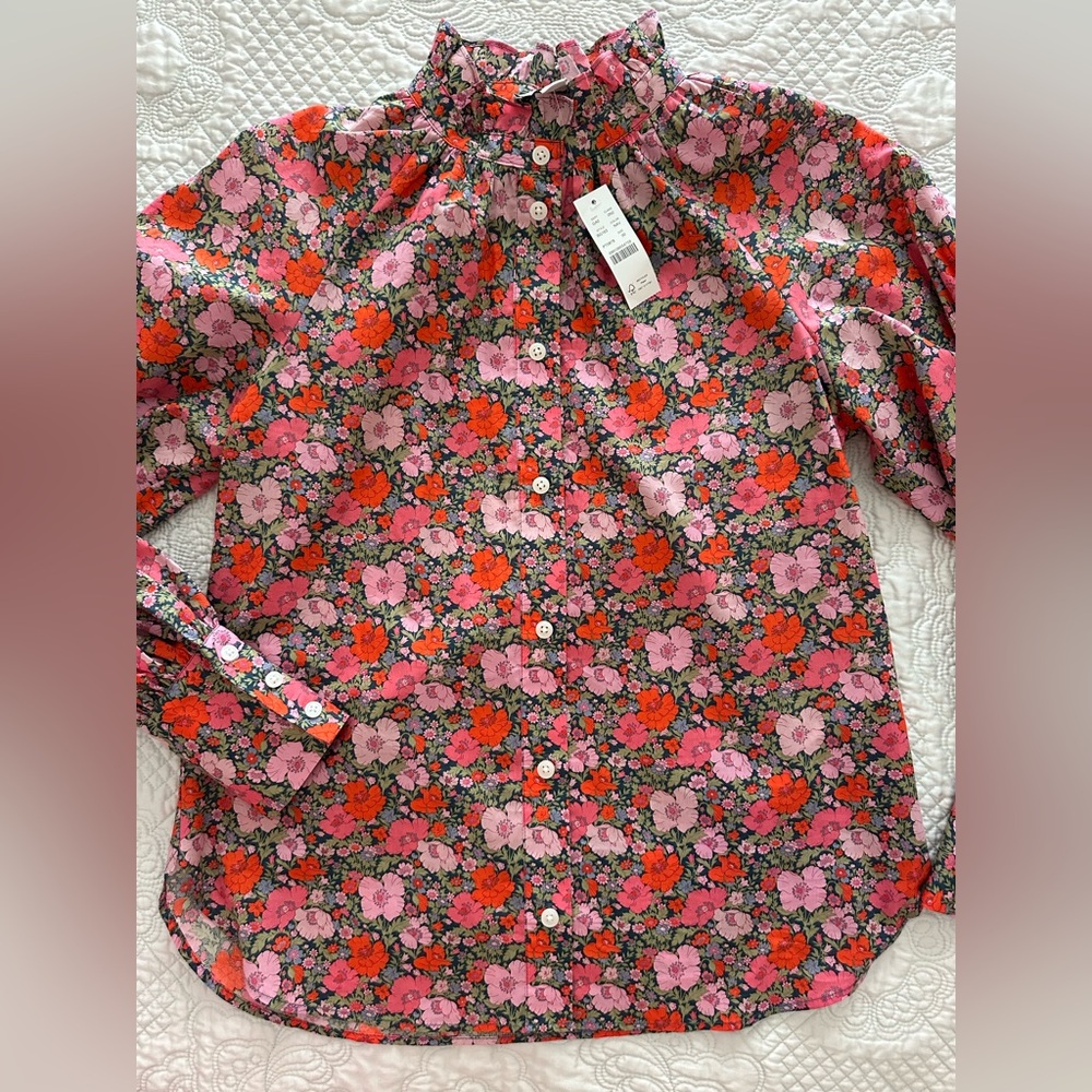 JCrew Liberty Floral Blouse Top NWT 00 Pink Red Orange